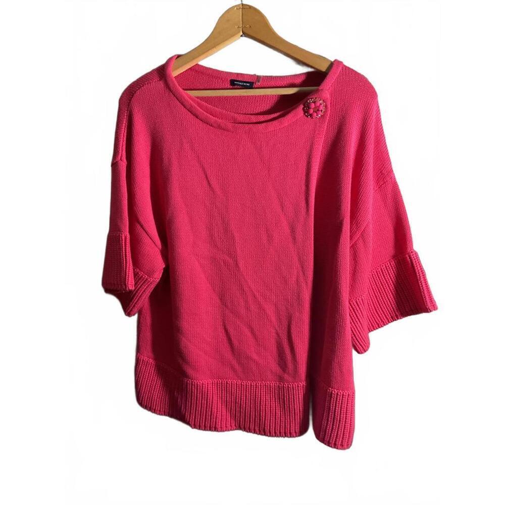 MAGASCHONI Wrap-Front Sweater with Jewel Snap Nectarine Pink cotton Size L